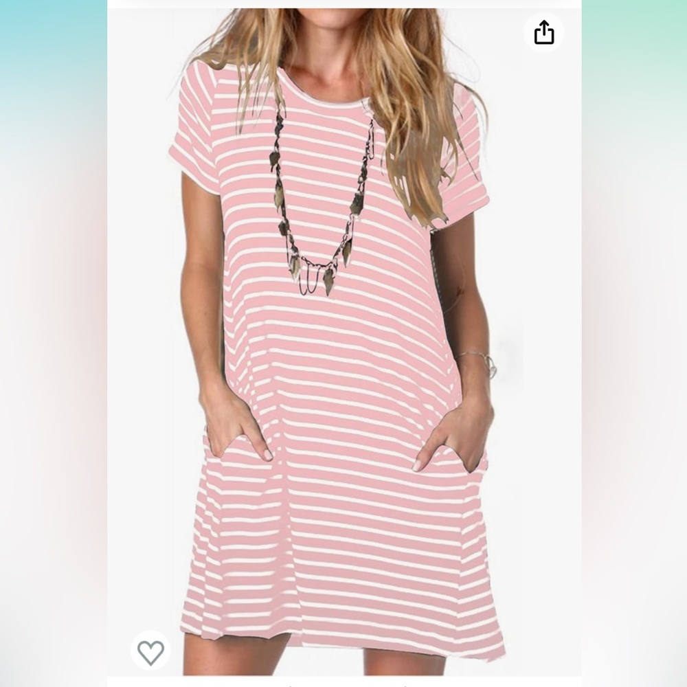 Alaster Queen Amazon Short Sleeve Pink White Striped Tshirt Dress Size L